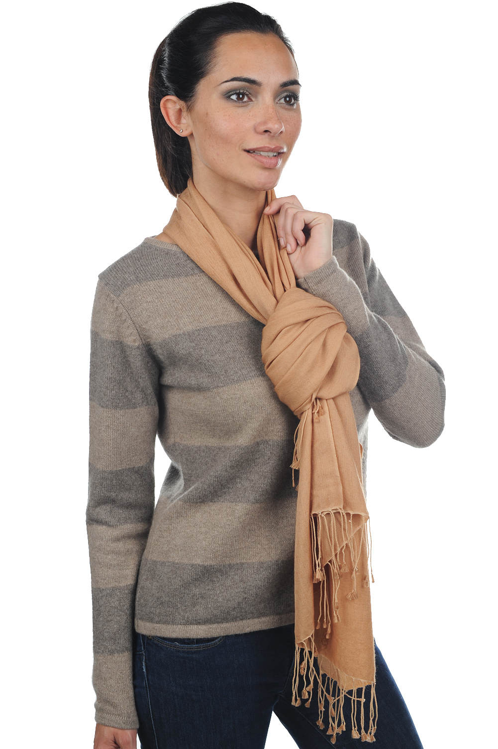 Cashmere & Seta accessori scialli platine cammello ocra 201 cm x 71 cm